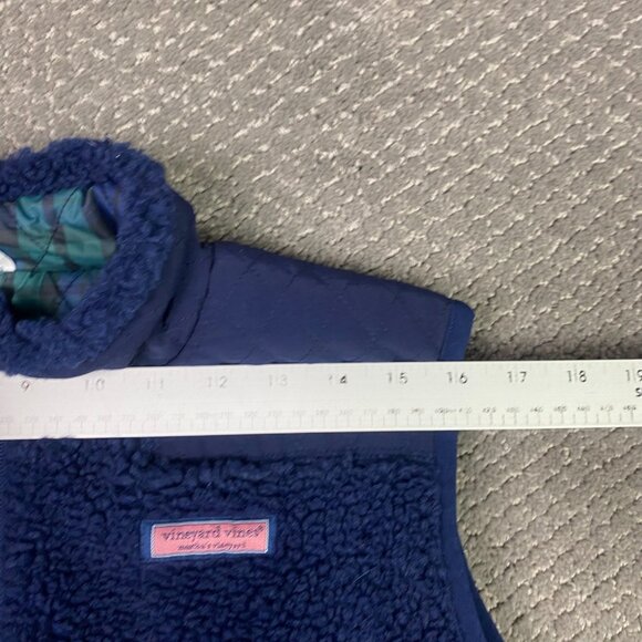 Vineyard Vines Reversible Fleece Plaid Vest Women's XL Blue Green Scotch Check - Picture 15 of 15